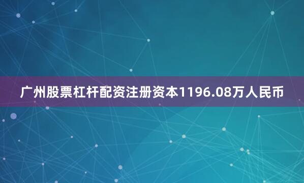 广州股票杠杆配资注册资本1196.08万人民币